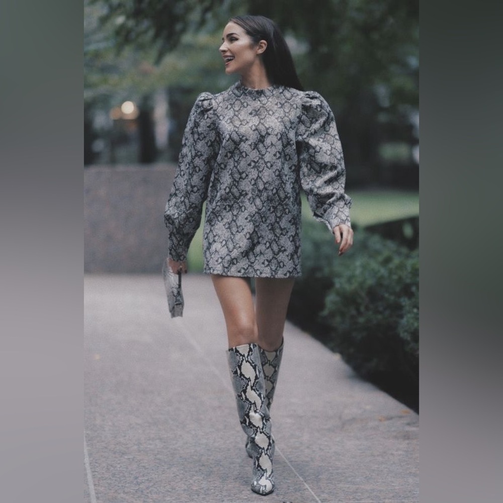 Michael Kors Isra Snake Embossed Leather Womens Wedge Knee High Boots Size 6 M